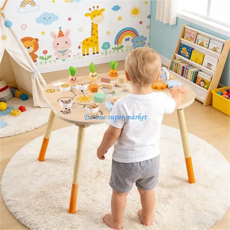 090B Wooden Activity Board Game Table Toy Early Learning Educational Toy Toddler Gift