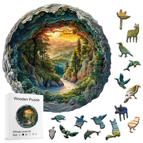 A Unique Animal Shaped Forest Cave Design 3D Wooden Puzzle - Adult Puzzle Toy - Stress Relieving Gift - Irregular Plywood Wooden