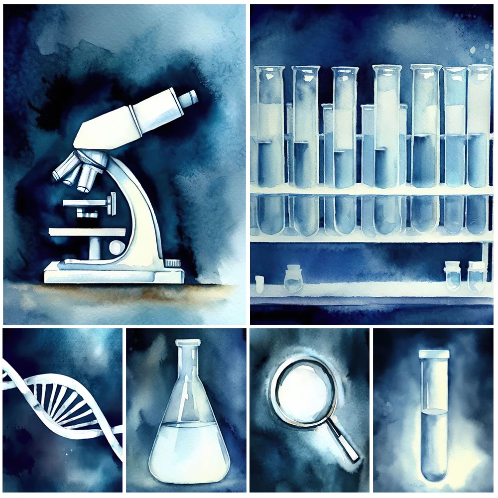 Biology Chemistry Science Microscope Science Poster Wall Art Canvas Painting Decor Wall Pictures For Living Room Unframed