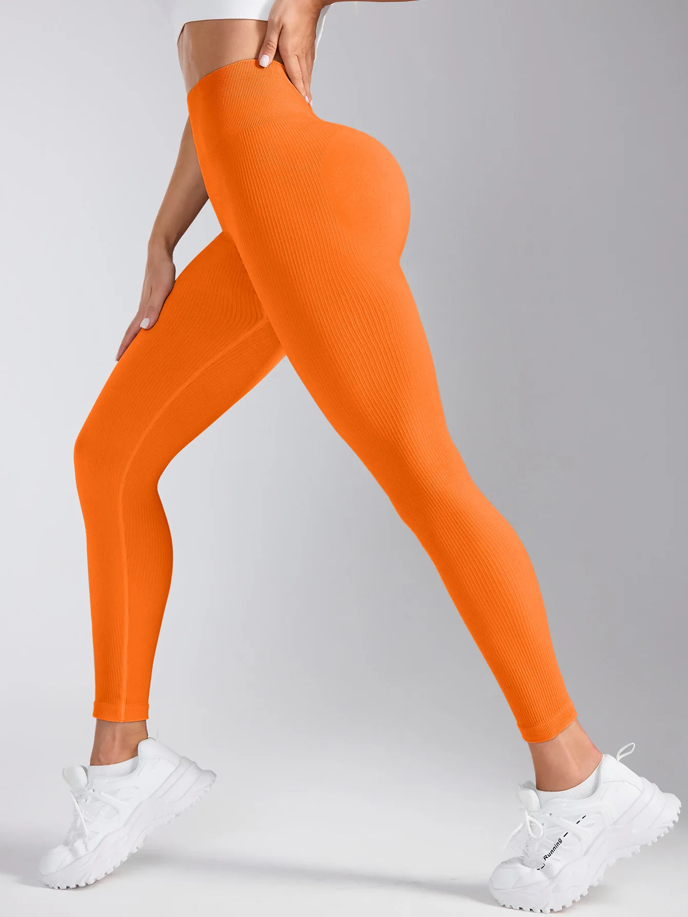 Zurück V-taille Yoga Leggings Frauen Nahtlose Dünne Hosen Gym Workout Laufen Sexy Butt Lift Sport Leggings Dehnbare Rippen hosen – Detail 35
