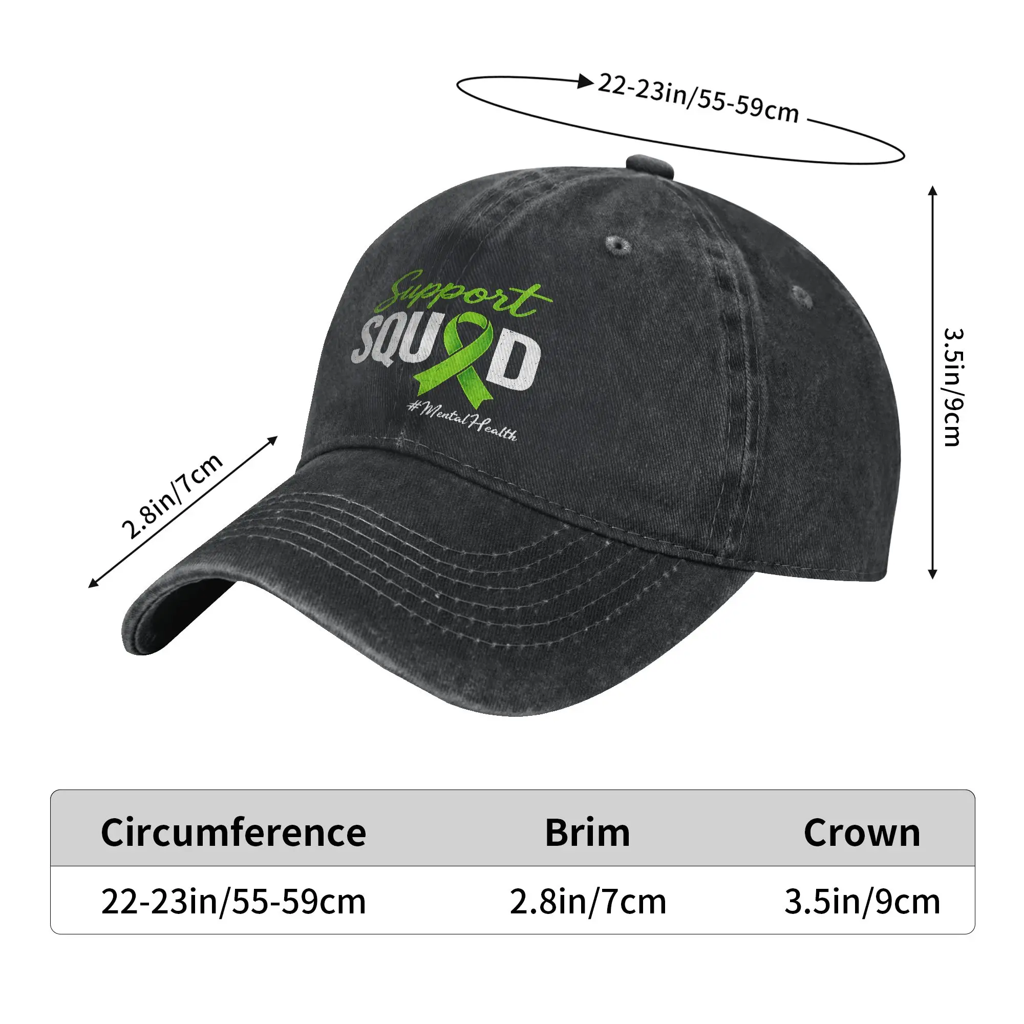 Support Squad Mental Health Awareness May Green Ribbon Sun Baseball Cap  Women Men Print Trucker Hat Hot Sale Baseball Caps