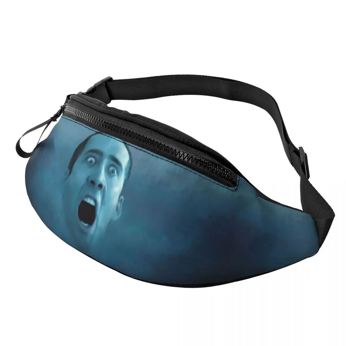 Customized Funny Nicolas Cage Fanny Pack for Men Women Cool Crossbody Waist Bag Travel Hiking Phone Money Pouch