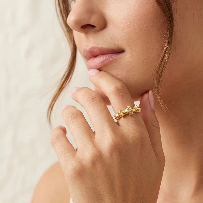 Elegant Gold Plated Ring for Women with Cubic Zirconia Simple High-End Feeling for Daily And Party Wear Perfect Gift for Her