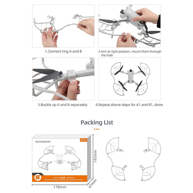 for Mini 3 Propeller Blade Guard Ring Accessories Anti-Collision Quick-Release Anti-Shake Blade Cover