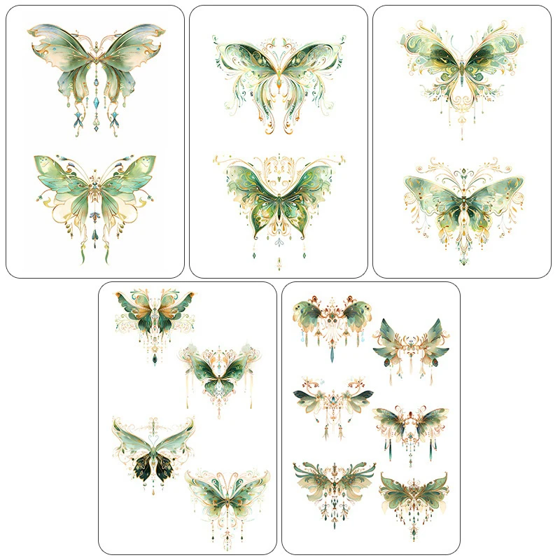 1/5 Sheets Waterproof Cartoon Tattoo Stickers Cute Colorful Butterfly Tattoo Stickers Cute Temporary Tattoos