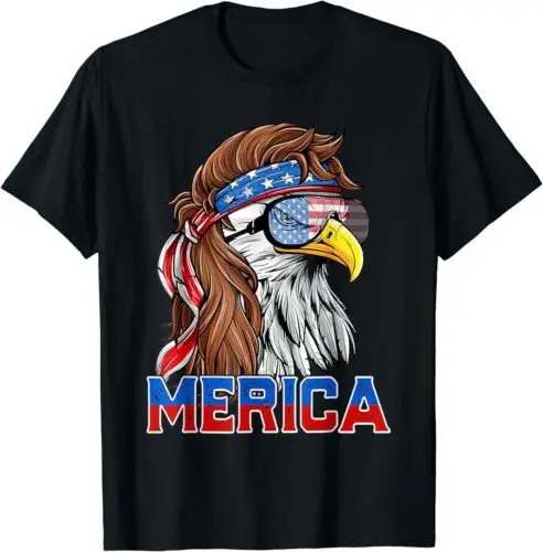 Bald Eagle Mullet Merica American Flag Patriotic 4th Of July Unisex T-Shirt