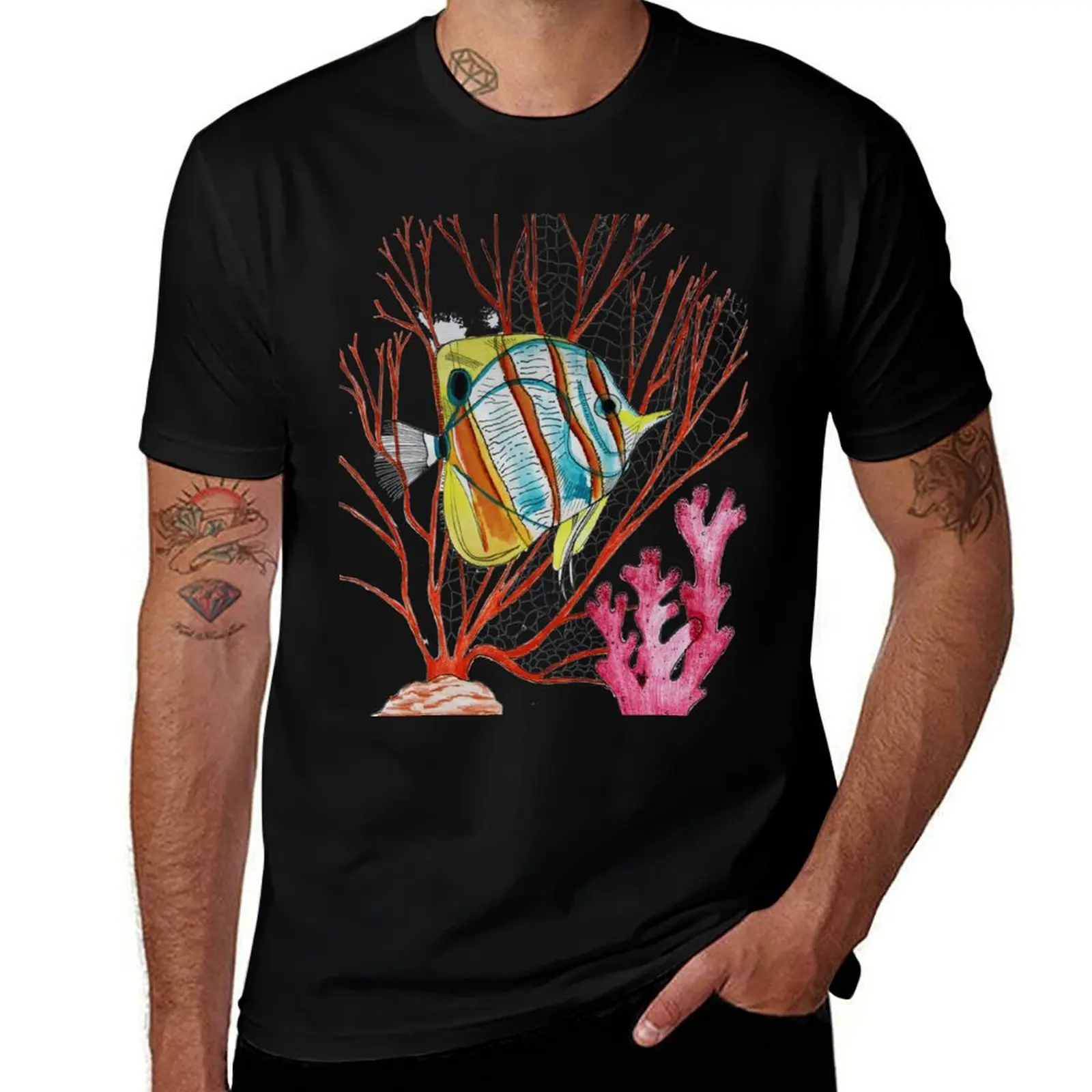 

Fish T-Shirt for shirt shirt t cotton man t pack shirts T-Shirt for and man man cotton heavy t Coral