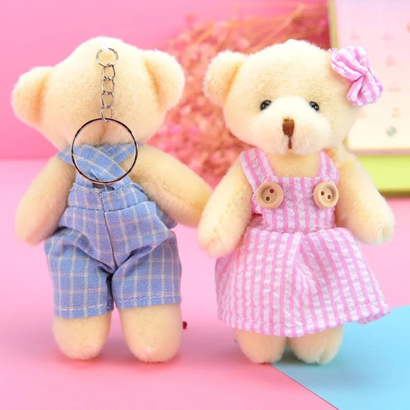Fashion Cute Couple Teddy Bear Key Chain Woman Bag Keyring Men Car Keychain Girl Trinkets Wedding Toy Girl Party Gift K104 view 6