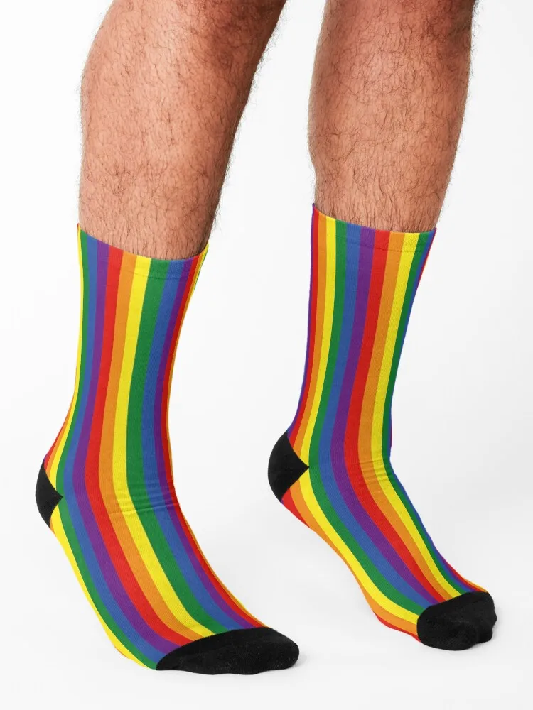 Vertical Rainbow Stripes Socks loose anti-slip with print Wholesale Socks Men Women's
