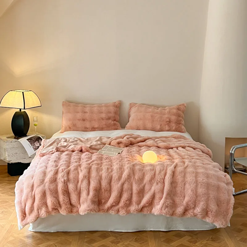 Super soft faux fur Blanket home bed linen Bubble Fleece bedspreads and coverlets plush bed Plaid Stitch Bed blankets sofa cover