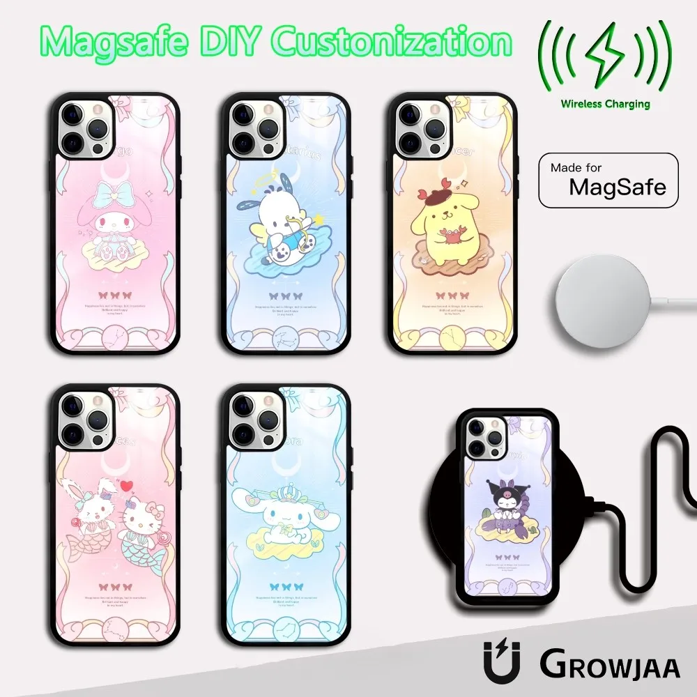 

Zodiac Pochacco Melody Phone Case For iPhone 16 15 14 13 12 11 Pro Max Plus Mini Magsafe Mirror Wireless Magnetic Cover