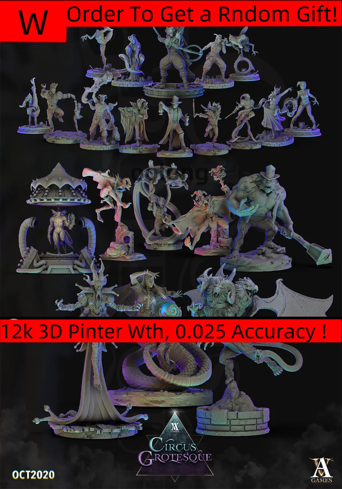 Dnd Miniatures Figures Circus Clown Demon Horror Pumpkin Deep Sea Monster DND Villain 3d Printing