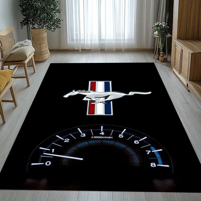Vintage M-Mustang Racing Biker Garage Moto Soft Non-Slip Large Area Rug for Living Room,Bedroom Carpet Mat for Sofa,Home Decor