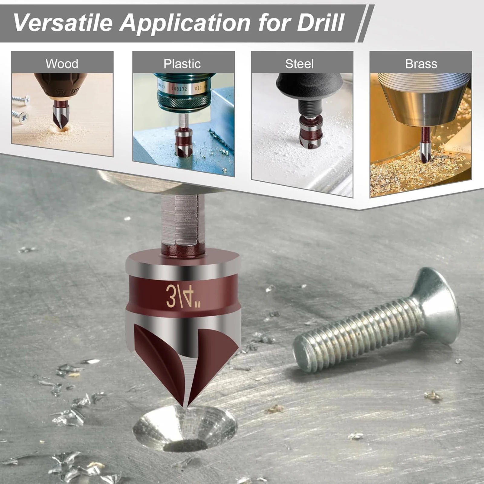 

Five Blade Chamfering Set Hard High Carbon Steel 82 Degree Hexagonal Shank Drill Bit Practical Woodworking Drilling Tools 5pcs