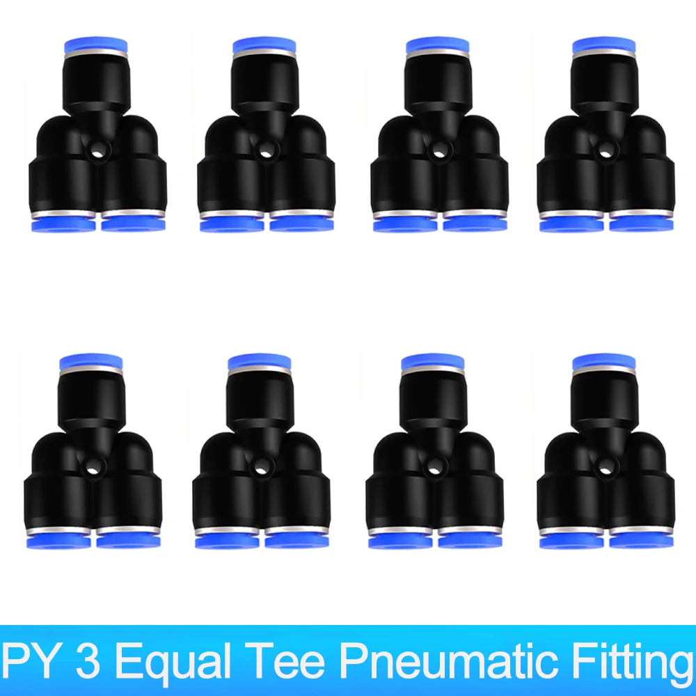 Y Spliter 3 Ways Pneumatic Fitting Connectors OD 6mm 8mm 10mm PY Plastic Quick Push to Connect Fittings For Air Hose Tube  Pipe