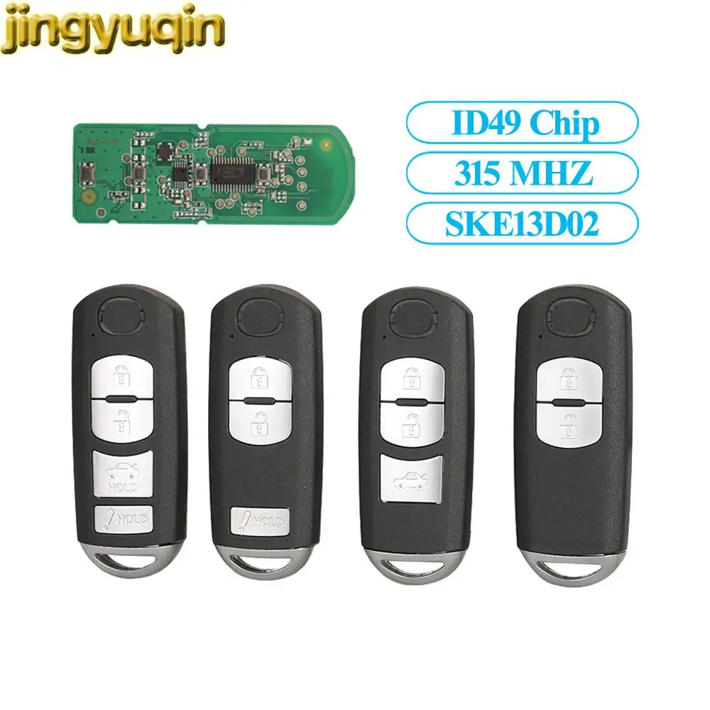 

Jingyuqin Remote Car Key Fob Control 315MHZ ID49 PCF7953 Chip For Mazda MX5 MIATA 2016-2019 3 6 2014-2018 Axela CX-5 M6 SKE13D02