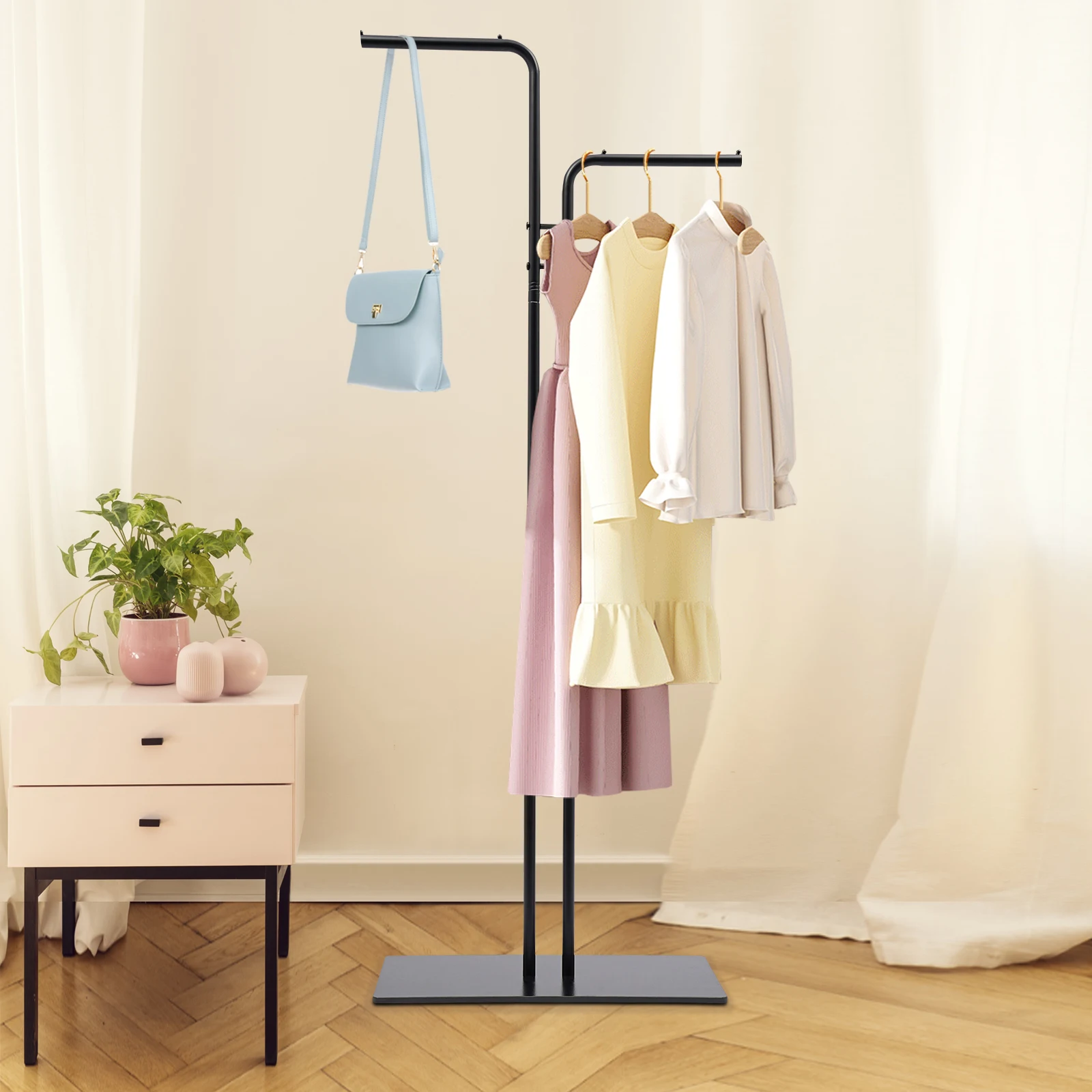 Wear-Resistant Freestanding Coat Rack Large Capacity Coat Rack With Stabel Base Space-Saving for Bedrooms/Hallways/Living Rooms