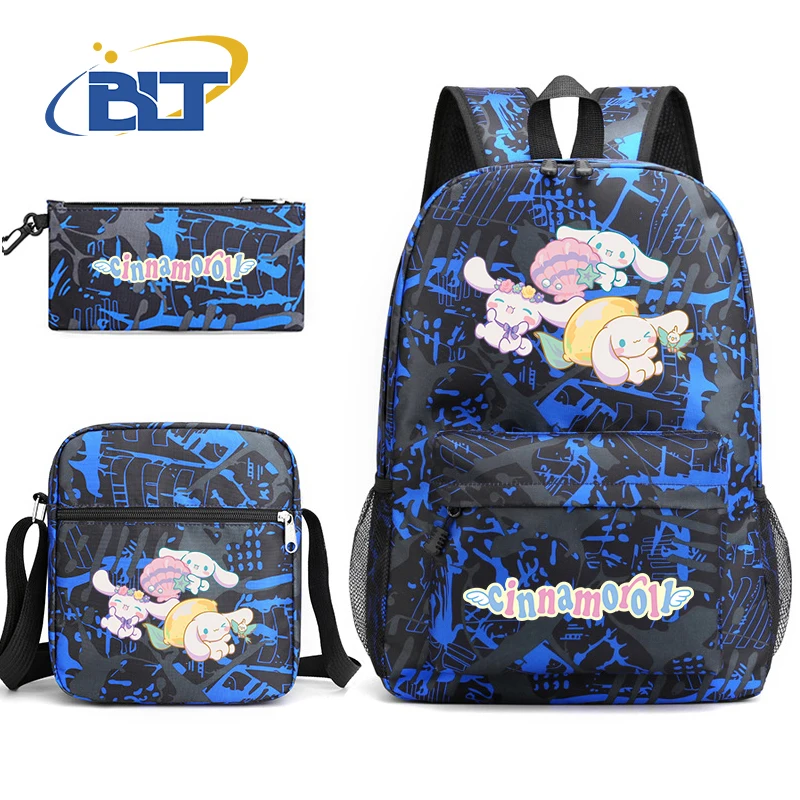 MINISO Cinnamoroll printed student school bag set children's shoulder bag backpack pencil case three-piece set