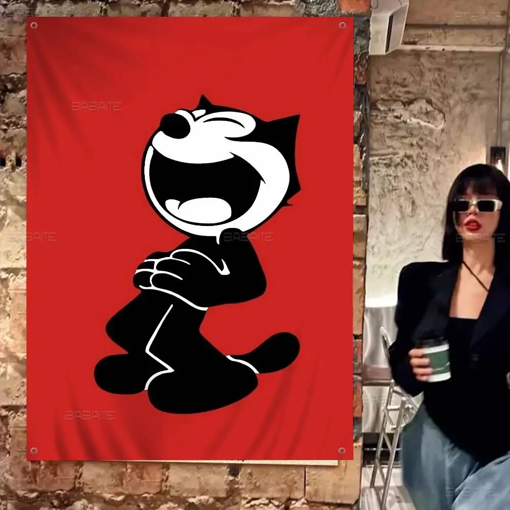 Cartoon Felix The Cat DIY Flag For Family Group Photo Living Room Home Dorm Decor Wall Art Decor Banner