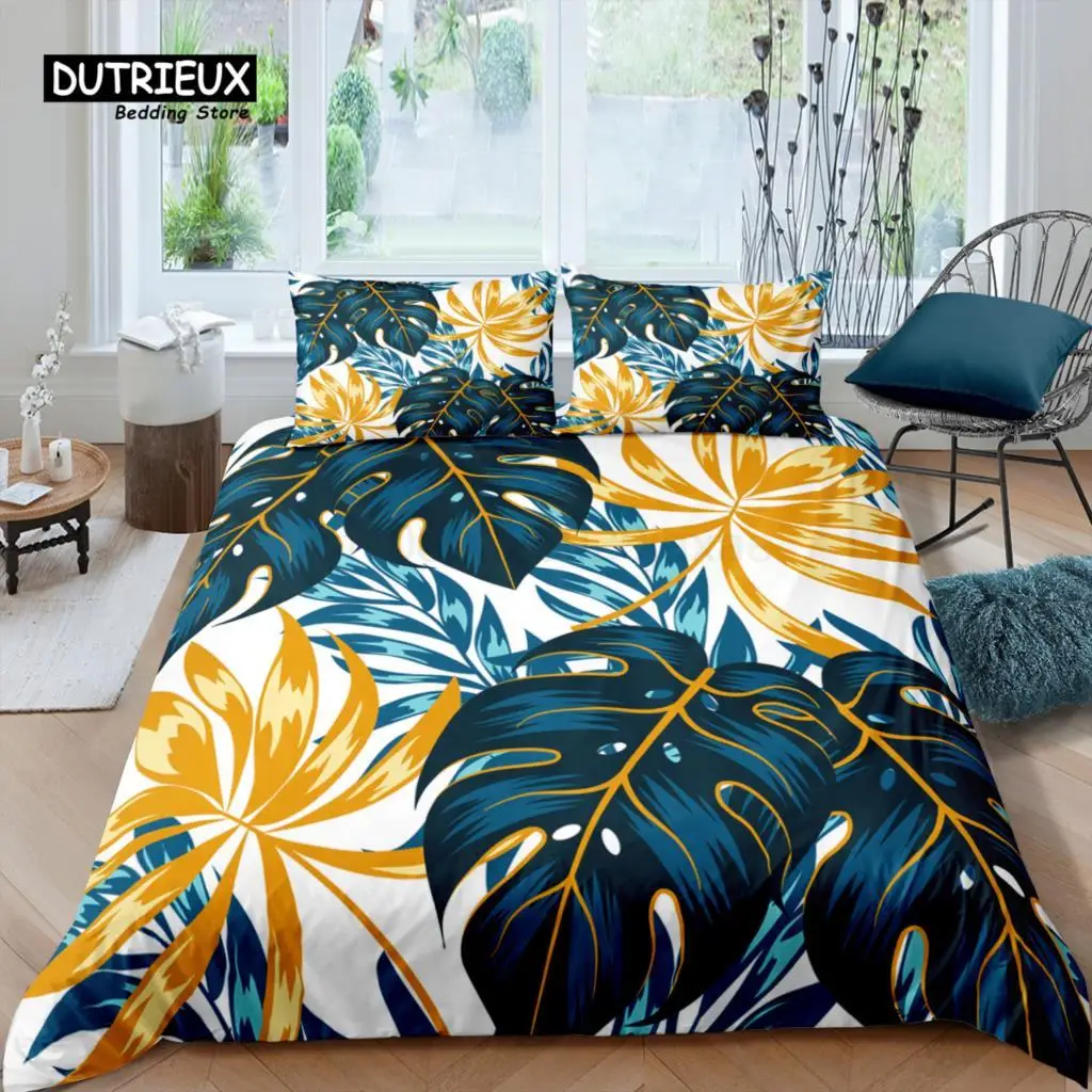 

Home Living Luxury 3D Palm Leaves Bedding Set Kids Duvet Cover Pillowcase Flower Bedding Set Queen and King EU/US/AU/UK Size