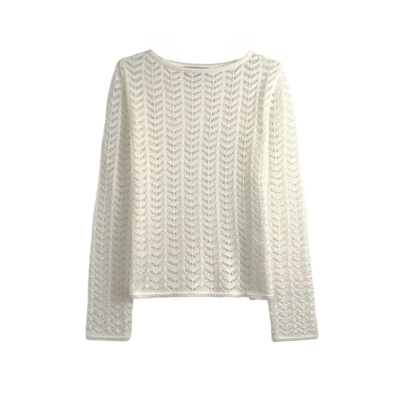 Новое осеннее поступление, женский вязаный трикотаж свободного покроя с открытой передней частью, универсальный трикотаж Sle Commute Faion Long Sve