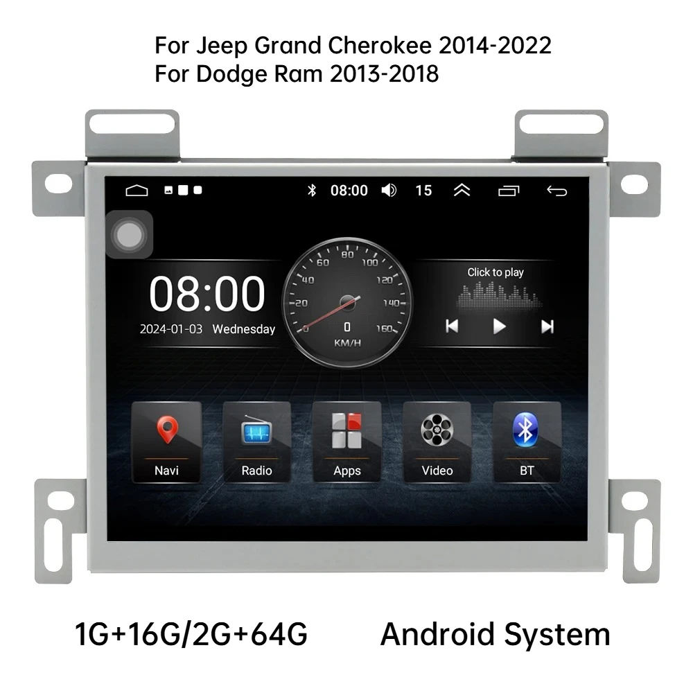 

For Jeep Grand Cherokee 2014-2022/Dodge Ram 2013-2018 Car Multimedia Player 8.4" Touth Screen Bluetooth GPS Navigation CarPlay