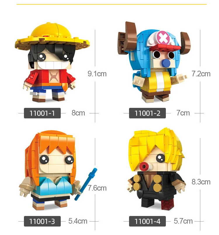 One Piece Square Doll Assembled Hand Figure Cartoon Anime Luffy Chopper Nami Sanji Action Figures Small Particle Assembled Toy