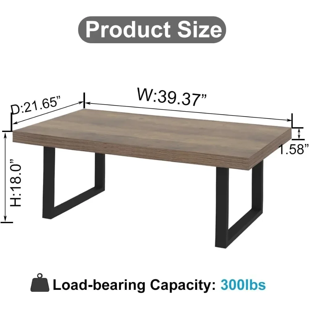 Mesa de centro de madera y Metal para sala de estar, mueble redondo de 39 pulgadas, color gris oscuro, estilo moderno y sencillo