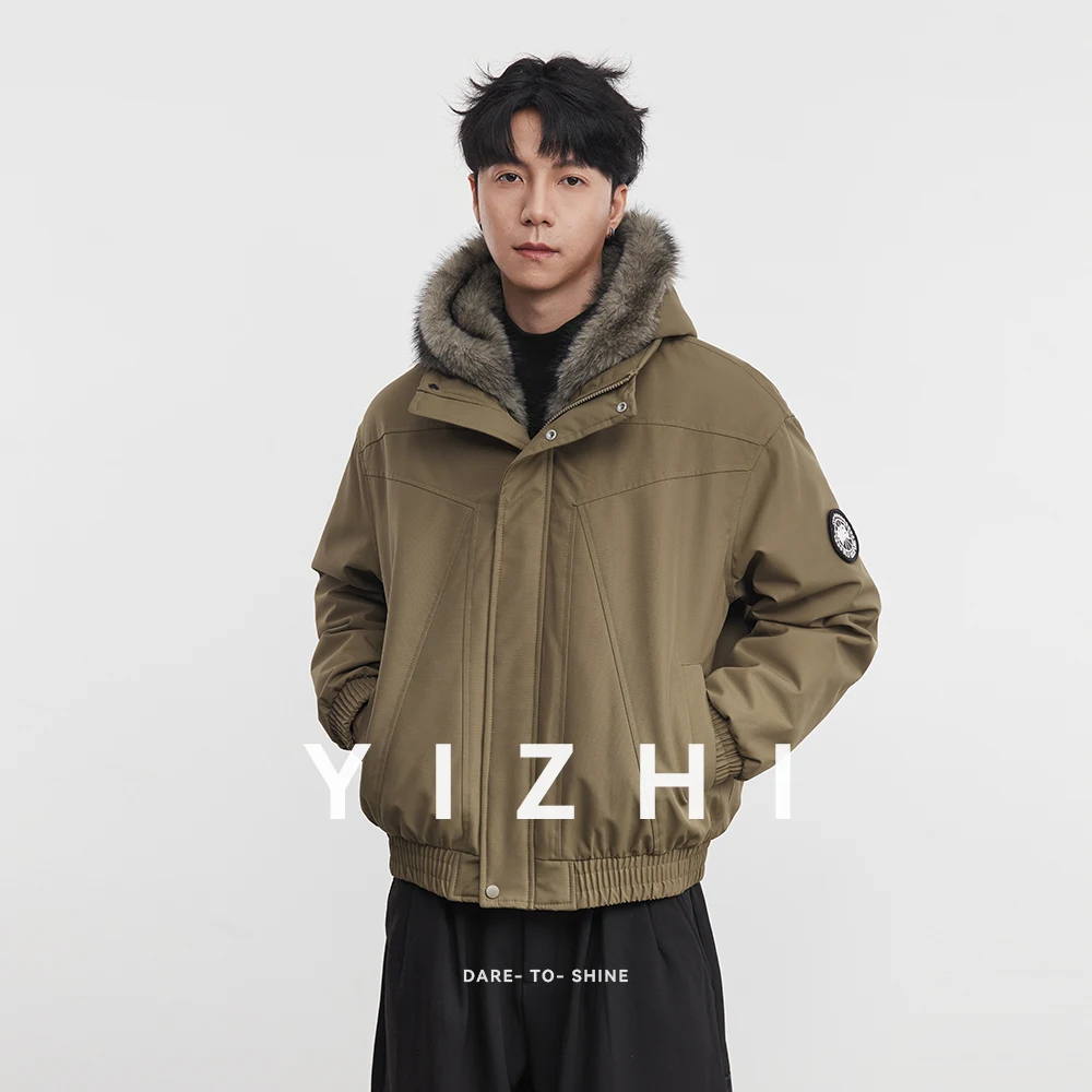 أزياء الرجال الجبل النسر 90 الأبيض بطة أسفل كبيرة أفخم مقنعين أسفل سترة 2025 شتاء جديد يندبروف الدافئة زوجين سترة