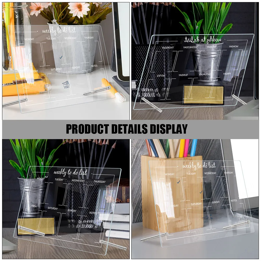 1Set Sturdy Acrylic Desktop Dry Erase Board Smooth Polished Surface Writable Memo Planner Board for Office Home Study to Do List