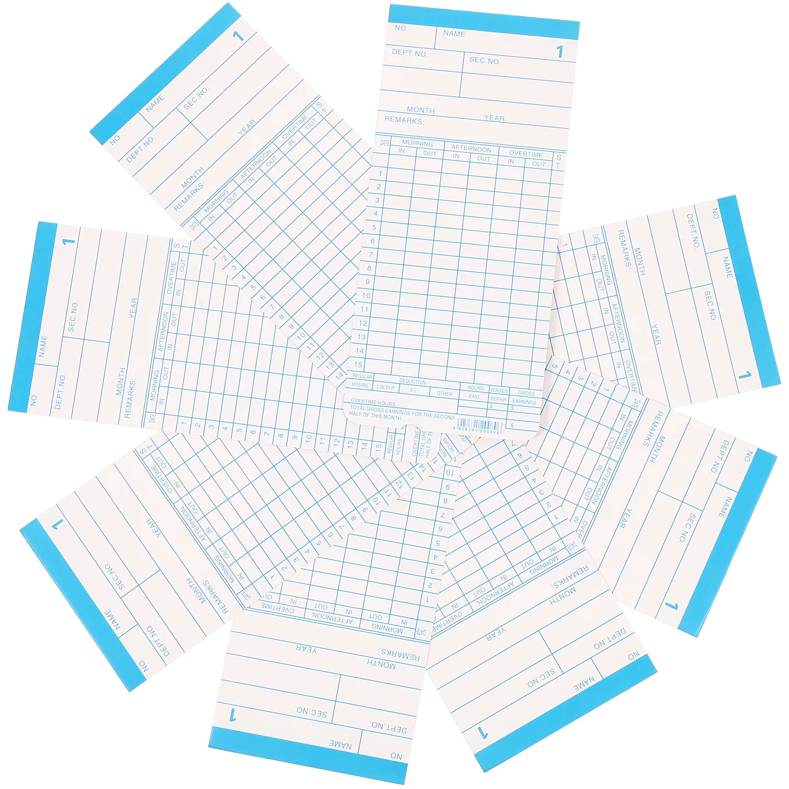 1 conjunto de cartões de papel de atendimento dupla face para escritório, fábrica, armazém, funcionário, relógio de trabalho, rastreamento