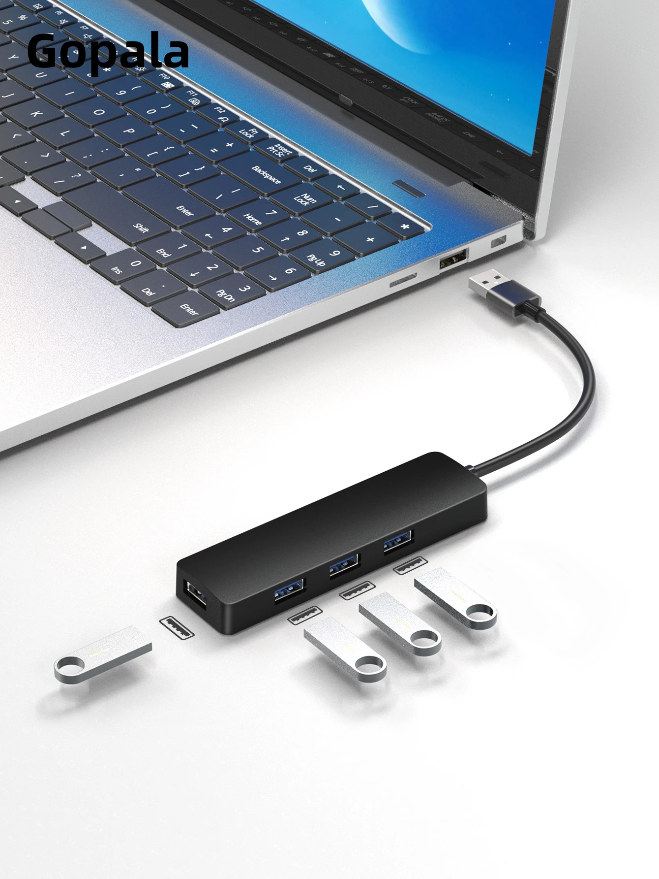 Gopala 4-Port Ultra-Slim Data USB 3.0 Hub [Charging Not Supported] for Surface Pro, XPS, PC, Flash Drive, Mobile HDD