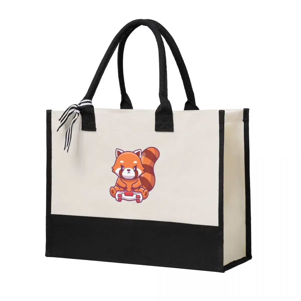 Bolsa de compras de lona para regalo, bolsa de lona de gran capacidad, Panda Rojo para juegos, regalos de calidad personalizables