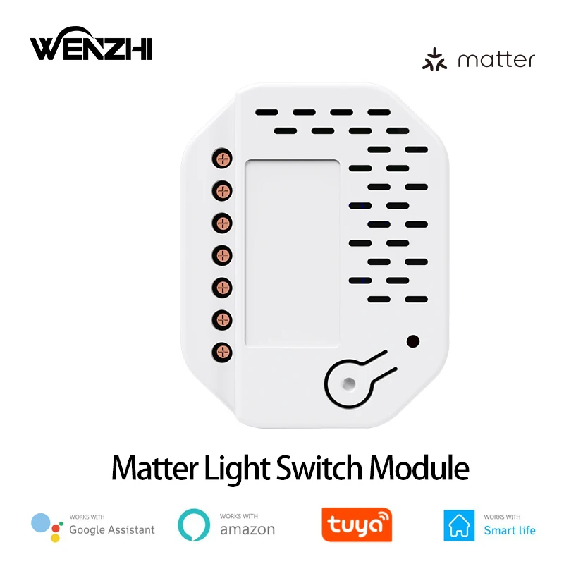 Matter Light Switch Module 2Gang Relay 220V With Neutral Works With Tuya Smart Life Homekit Smartthings Alexa Home Automation