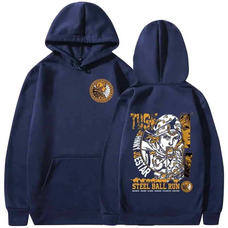 Customization Anime Jojo Bizarre Adventure Hoodies Johnny Joestar STEEL BALL RUN Manga Graphic Sweatshirts Men's Long Sleeves Fl