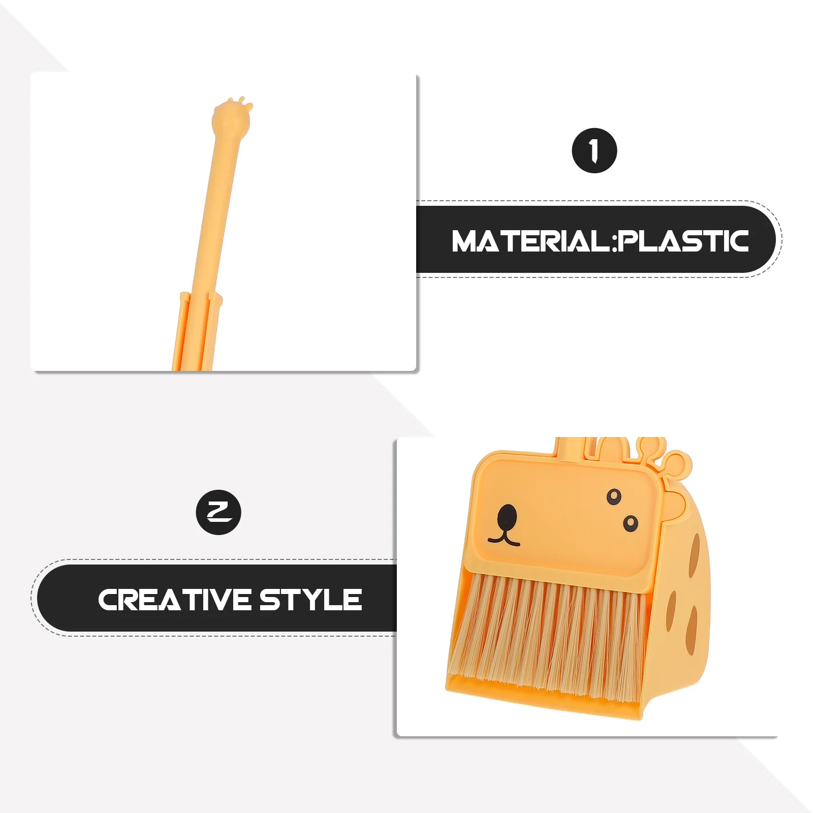 1Set Toddler Giraffe Themed Mini Broom Dustpan Cleaning Helper Kit Compact Small Educational Housekeeping Supplies Pretend Play