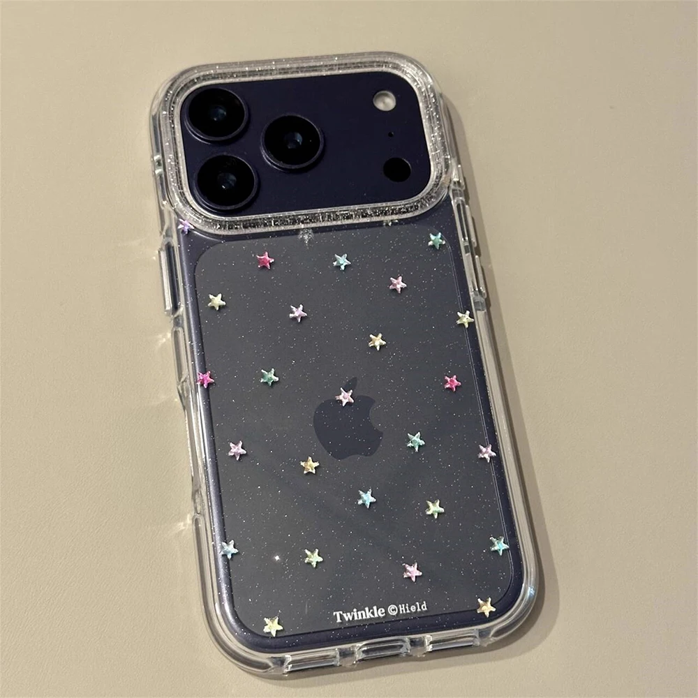 Glitzernde, glänzende Sterne, IMD-Transparente Rückseite für iPhone 17 16 18 Pro Max 13 14 15 Promax, INS-Schutz, stoßfeste Handyhülle – Detail 24