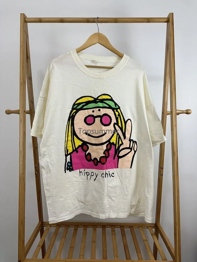 Vtg Hippie Chic Janis Joplin Art Bold Graphic Single Stitch T-Shirt One Sz 4X-5X