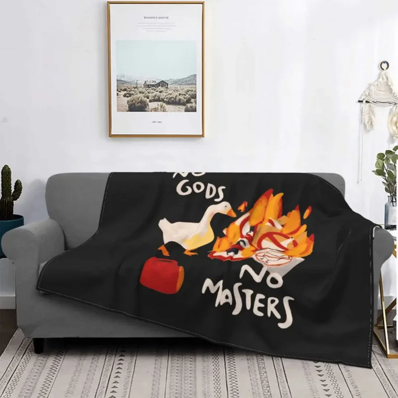 Untitled Goose Game No God No Masters Meme Fleece Throw Blankets Blanket for Bedding Car Lightweight Thin Bed Rug