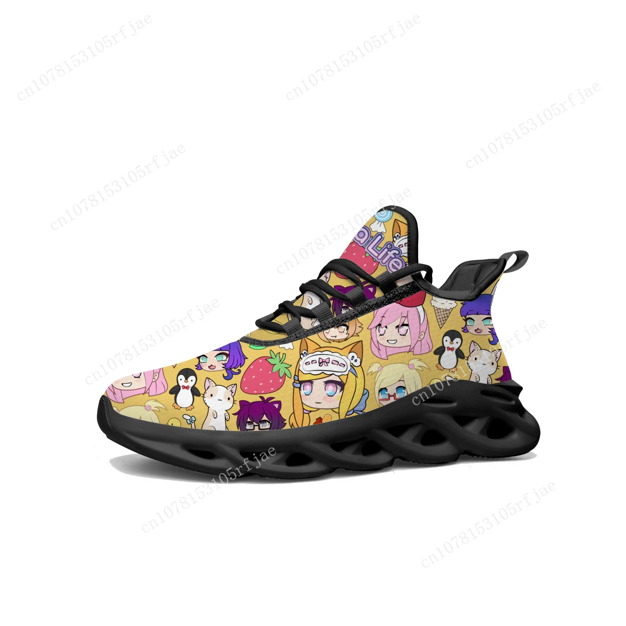 أحذية رياضية مسطحة من Gacha Life لعبة كرتونية للرجال والنساء أحذية رياضية للجري مصنوعة خصيصًا بأربطة #2
