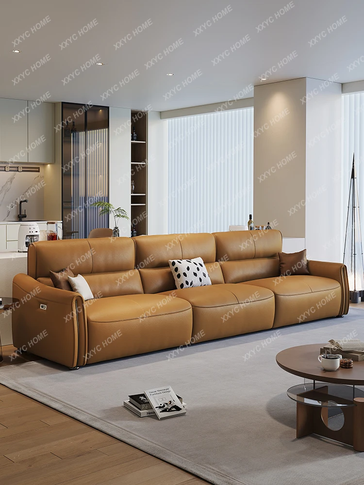 Home small hi, zero against the wall electric sofa modern simple living room function small apartment first layer cowhide