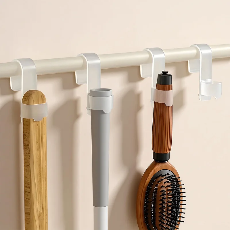 2Pcs Adjustable Elastic Multi-purpose Hanging Hooks Bathroom Curtain Rod Holder Storage Organizer Clips