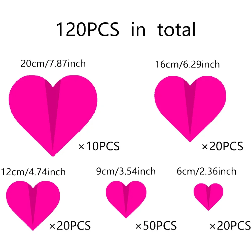 3D Heart Wall Stickers For Valentines Day Wedding Party With Multiple Sizes And Quantities For Creative Home Decoration