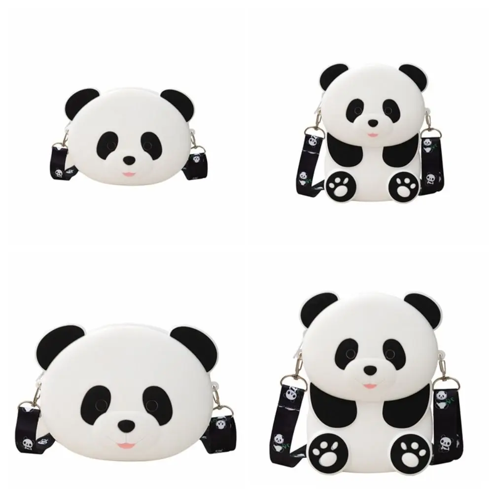 Bolso cruzado de Panda de dibujos animados para mujer, bolsa de silicona multifuncional con diseño de Panda, billetera con cremallera, monedero de dibujos animados