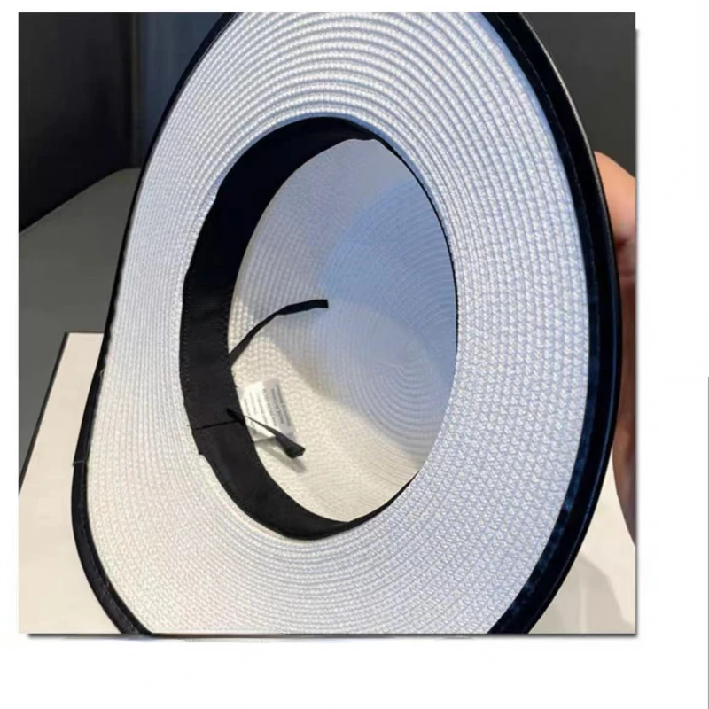 Sombrero de copa plano con hebilla de cuero para hombre y mujer, gorra de paja todo en uno, protección solar, vacaciones, Verano