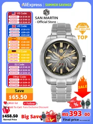 San Martin 2025 Guilloche Dial Snake Year Limited 39mm Miyota 90S5 Clear Caseback Men Automatic Mechanical Watch Luminous SN0144