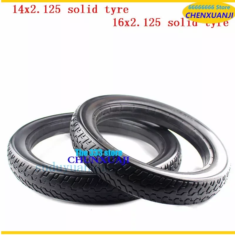 

14 / 16 inch solid tire for bicycle & mountain bike 16x2.125 14x2.125 Folding electric bicycle E-bike Non inflation solid tyre