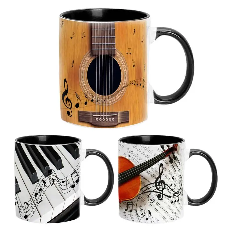 350ML Guitar Piano Violin Ceramic Mug Coffee Mug Ceramic Mug Coffee Cup Table Decoration Tea Mugs Music Theme Coffee Mug