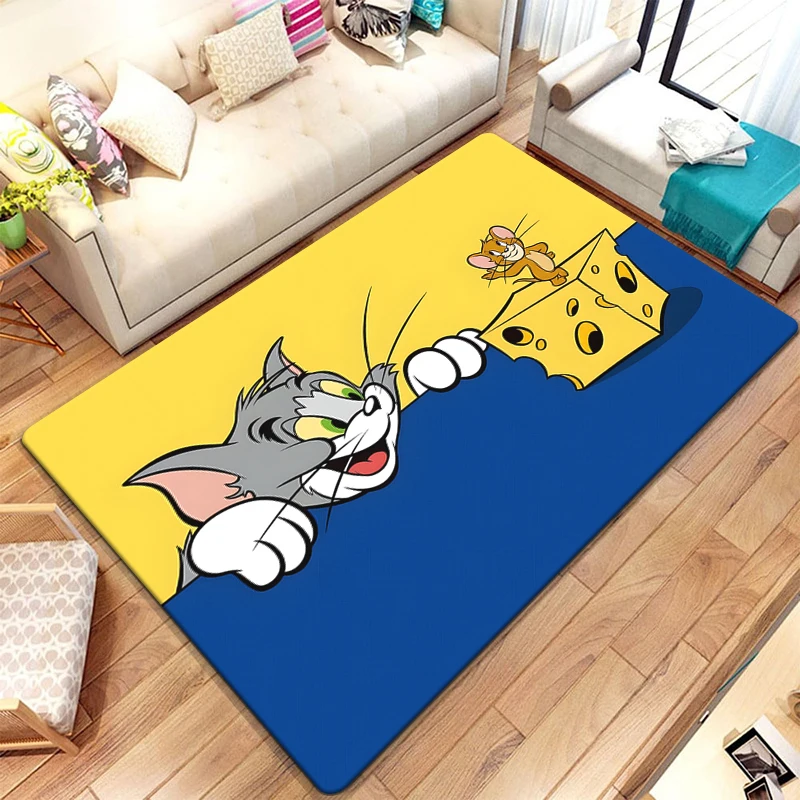 MINISO Tom and Jerry cute Cartoon HD Print Carpet Living Room,Home Decor,Sofa,Floor,Table,Rug,Non-slip,Chair,Beb,Mat,Picnic,Camp