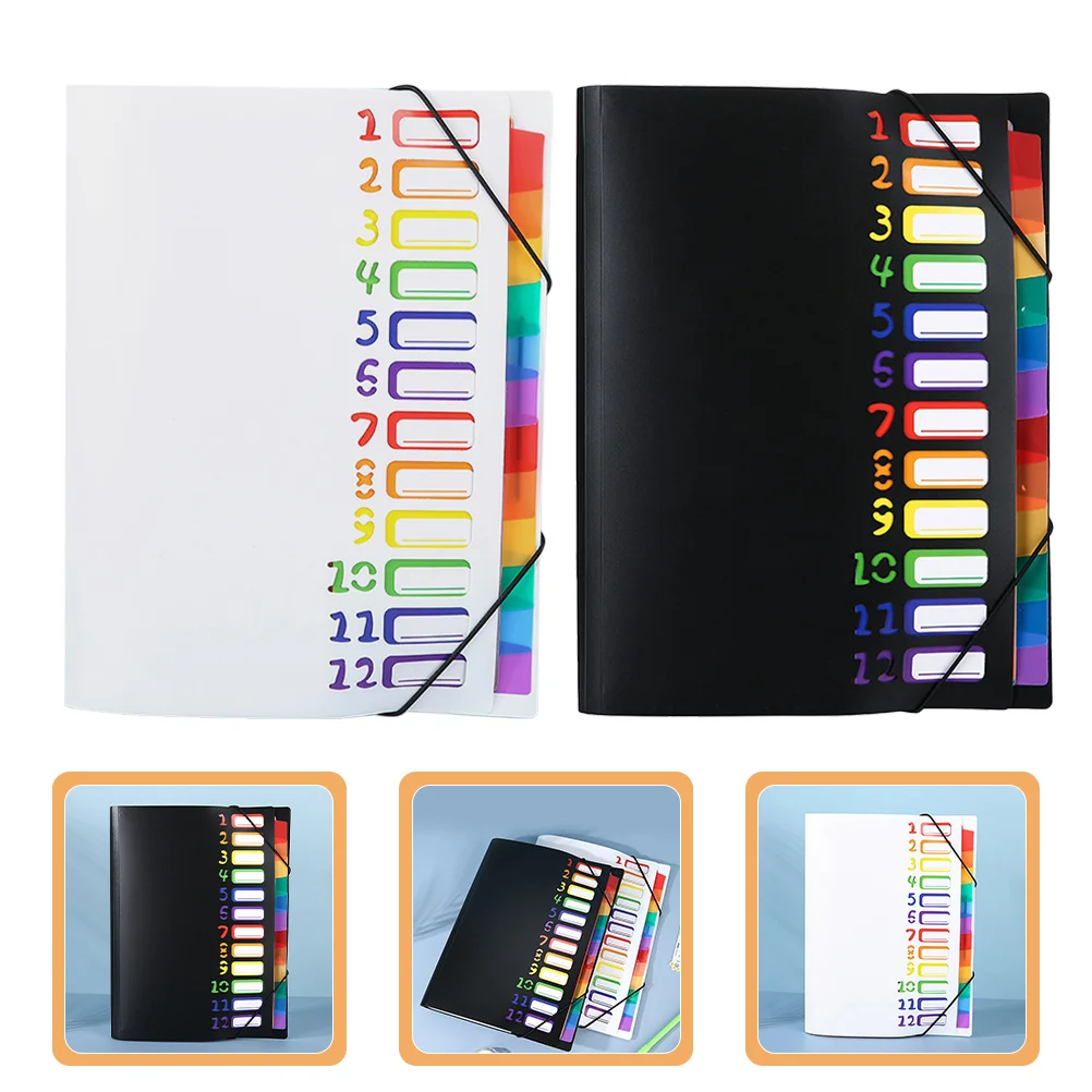 

Органайзер для документов, 2 шт., 12 карманов, раскладной, в стиле аккордеон, для офиса, учебы, дома, для ежемесячных счетов и чеков